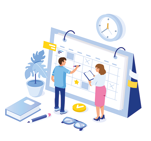 Afbeelding van mensen die samenwerken met een tablet.